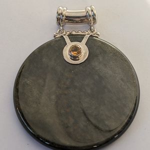 Sajen obsidian and sterling pendant